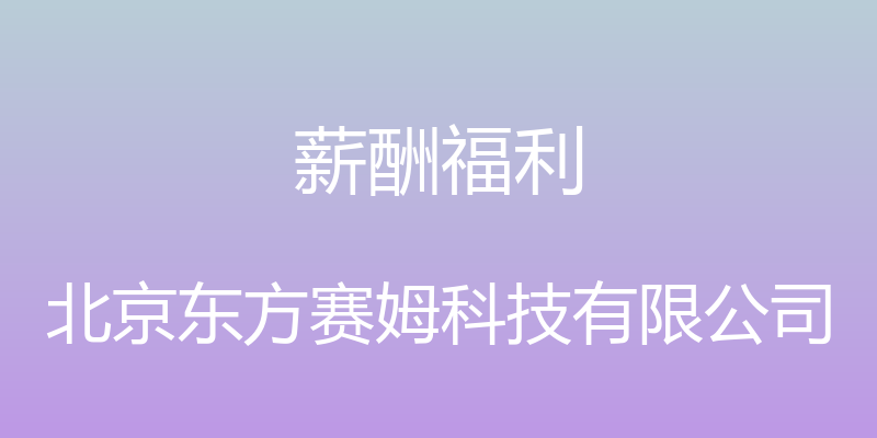 薪酬福利 - 北京东方赛姆科技有限公司